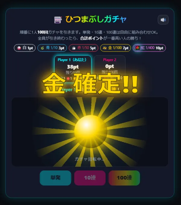 金 確定の演出